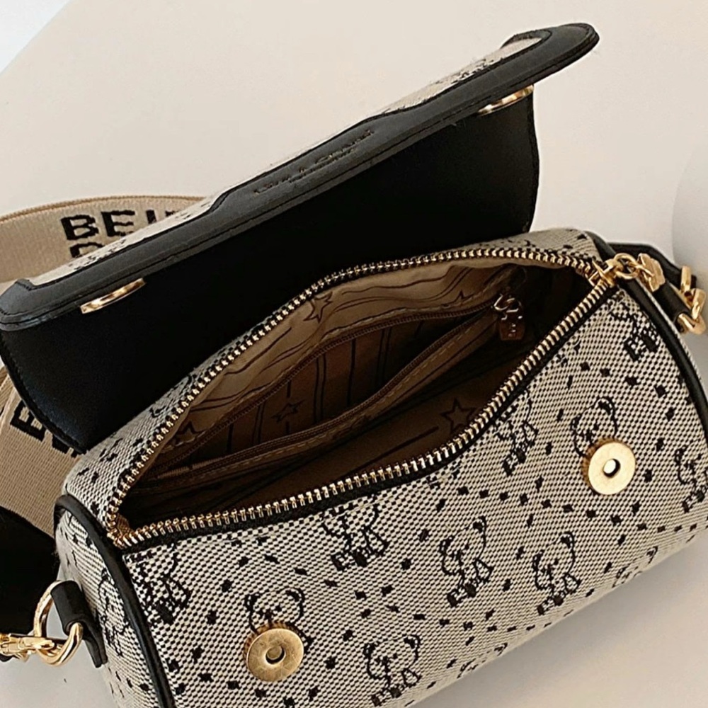 Cream and Black Mini Bags with Gold Hardware